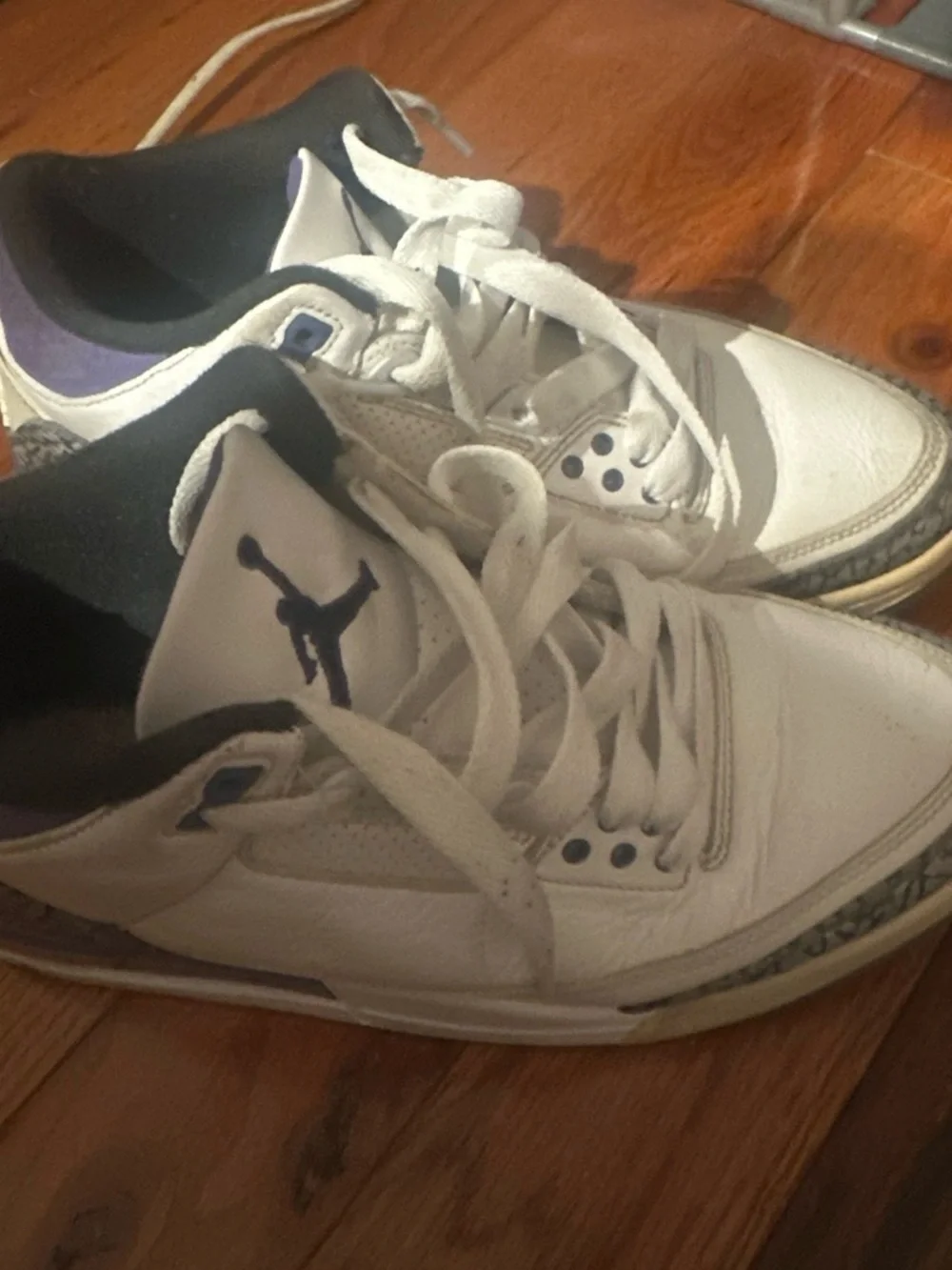 Jordan White and Navy Retro Basketball Sneakers